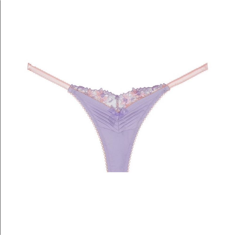 3 PC For Love And Lemons Ophelia Lilac and Blush Iridescent Lace Bra Set - Picture 11 of 14